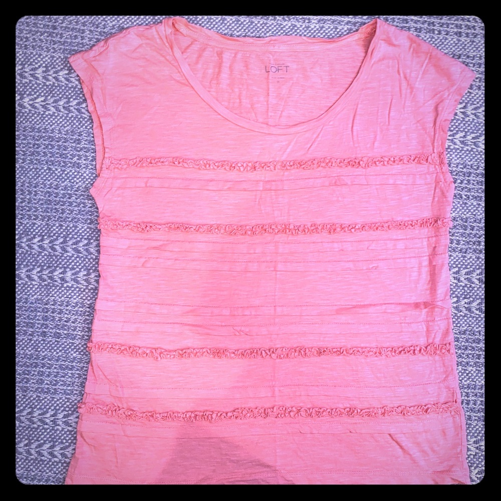 LOFT Peach Ruffled Tee